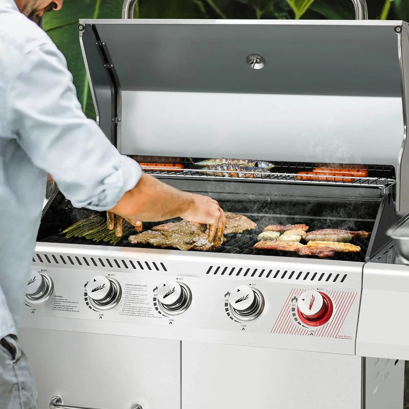 Royal Gourmet 5-Burner Propane Gas Grill with Side Burner, Stainless Steel Barbeque Grills, Silver, GA5404S by GreenHaven Gardens