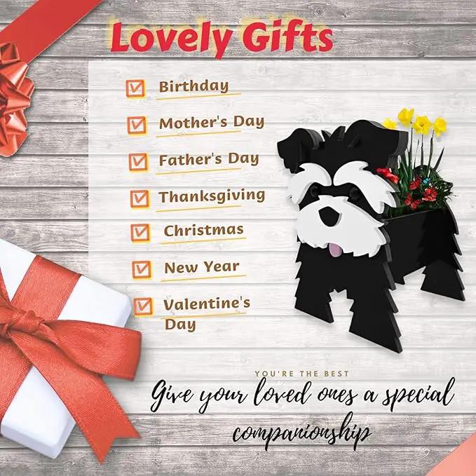 Black Schnauzers Dog Planter Plant Pots,Cute Garden Dog Flower Planter,Large Dog Planters Birthday Gifts for Women,Office,Indoor/Outdoor Decor(9.84 * 10.24 * 15in) by GreenHaven Gardens