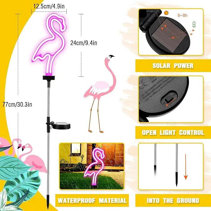 Hortsun Flamingo Solar Lights Outdoor Neon Light Yard Pink Flamingo Waterproof Decorations for Garden Patio Yard Pathway Decoration(2 Pack) by GreenHaven Gardens
