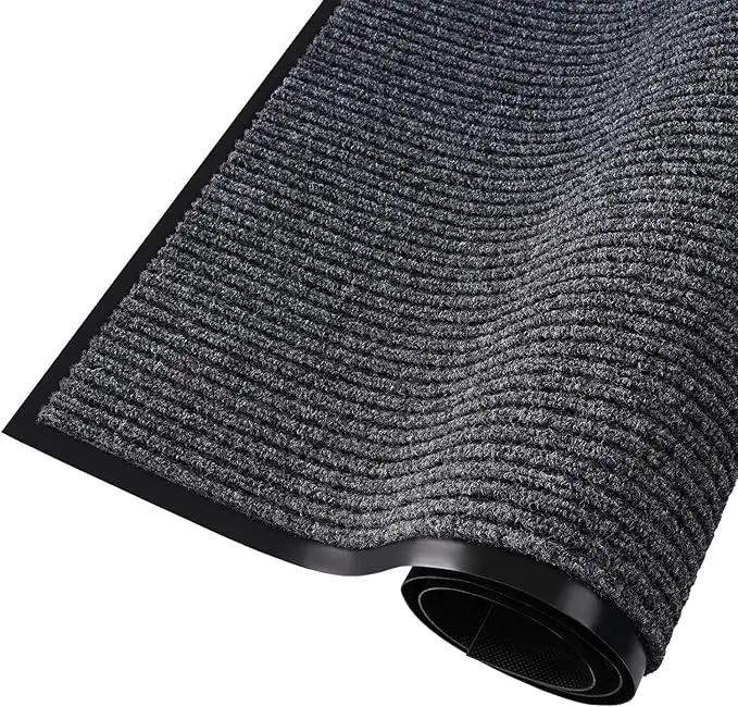 fani Heavy Duty Large Outdoor Indoor Entrance Black Doormat Waterproof Low Profile Entrance Rug Front Door Mat Patio Anti-Skid Rubber Back, 35x72 inch (Gray) by GreenHaven Gardens