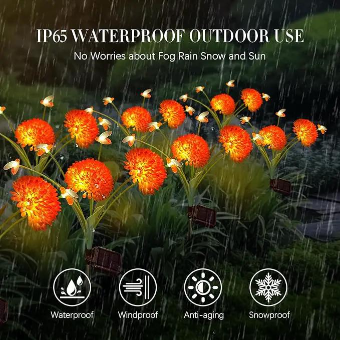 Solar Garden Lights, 4 Pack Swaying Bee Lights With Flowers, Waterproof Firefly Lights Outdoor for Garden Patio Yard Pathway Fall Decoration, Gifts for Women Mother's Day by GreenHaven Gardens