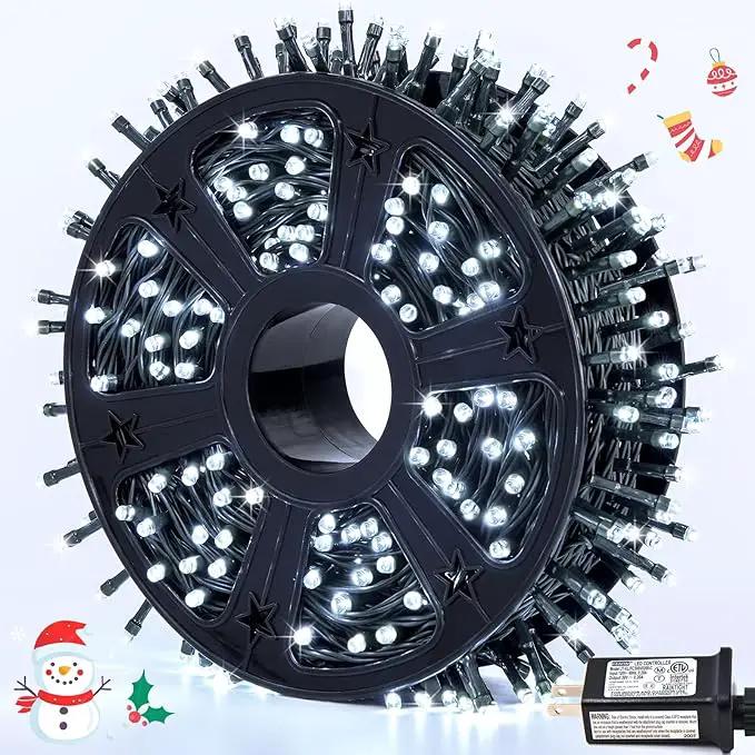 JMEXSUSS 500 LED White Christmas Lights Outdoor, 173ft 8 Modes Christmas Tree Lights, Waterproof Christmas Twinkle String Lights Green Wire for House Wedding Party Xmas Indoor Decorations by GreenHaven Gardens