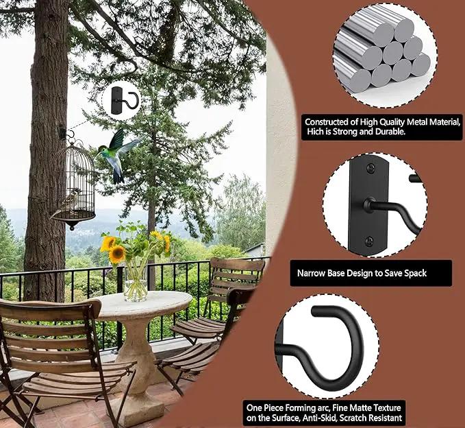 Ceiling Hooks for Hanging Plants 2Pack 2.5in,Wall Mount Hangers Plant Hooks,Wall Hooks for Plants,Lights,Planters,Lanterns,Hanging Bird Feeders,Wind Chimes,indoor&Outdoor Decoration Hooks Black by GreenHaven Gardens