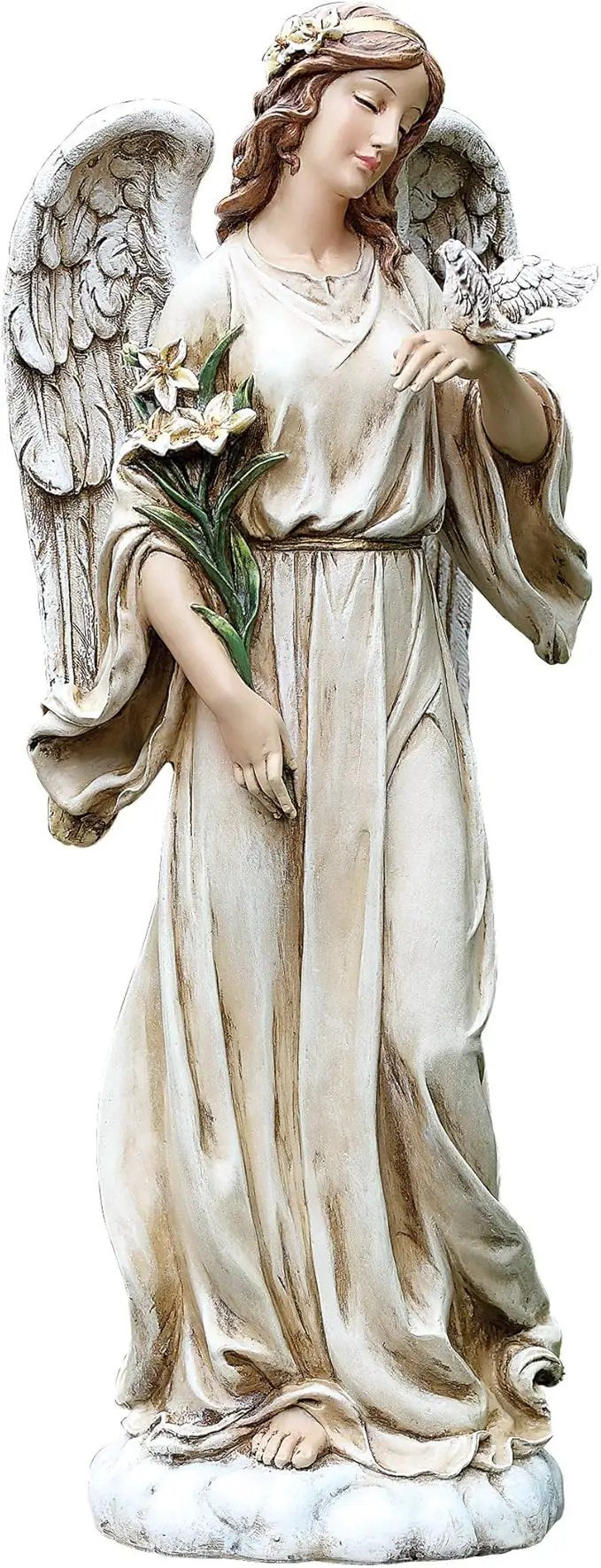 Joseph's Studio by Roman, 24.5" H Angel with A Dove Garden Statue, Religious Outdoor Decor by GreenHaven Gardens