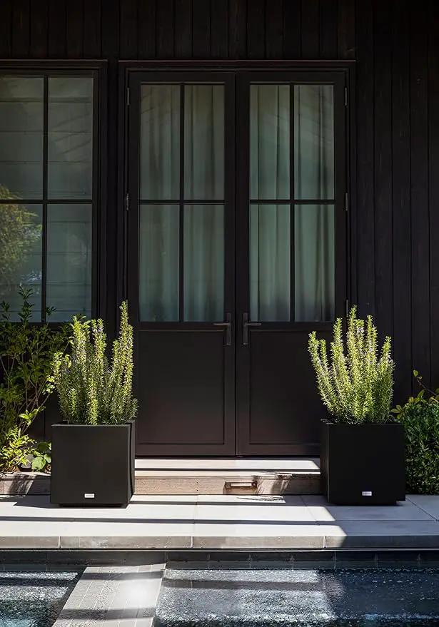 Veradek Block Series Cube Plastic Planter - Large Square Planter for Indoor or Outdoor Patio/Garden | Durable All-Weather Use with Drainage Holes | Modern Décor for Tall Plants, Trees, Flowers by GreenHaven Gardens