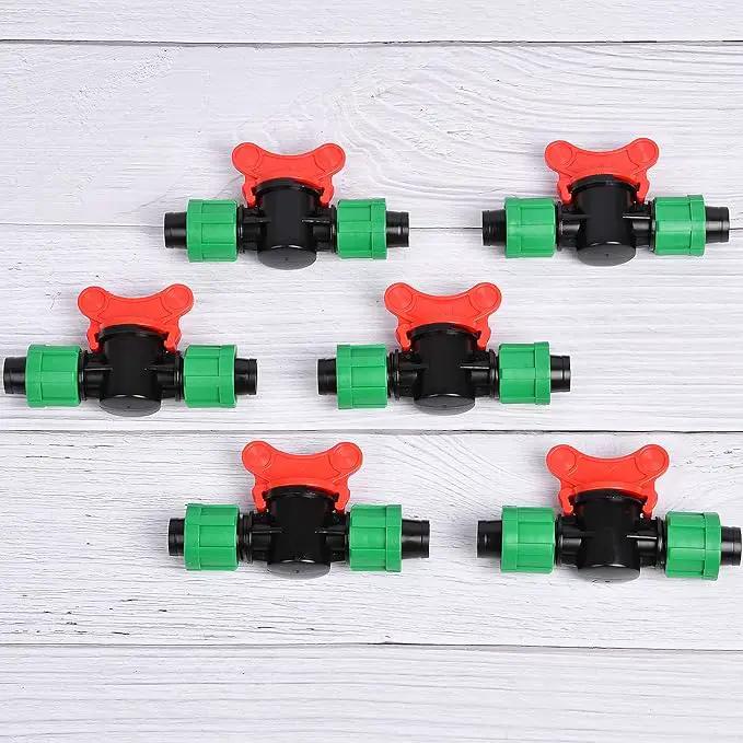 Supkiir 6 Pieces Drip Irrigation Shut-Off Valve 1/2 Inch Universal Drip Irrigation Tubing Coupling Valve by GreenHaven Gardens