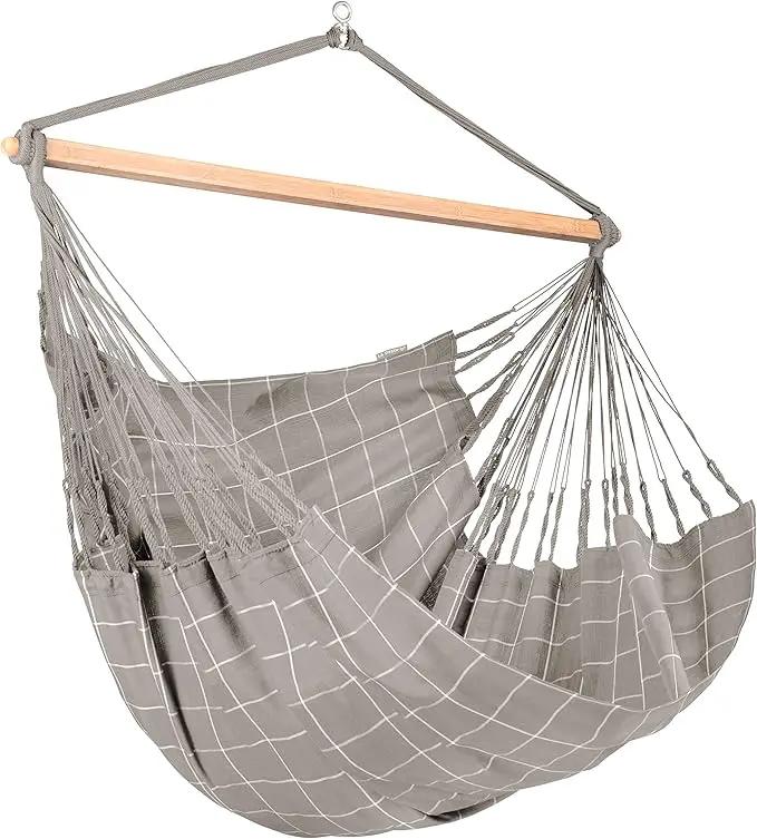LA SIESTA® - XL King Domingo Hammock Swing Chair & TreeMount - Weather & Tear Resistant Hanging Chair for Bedroom Patio - Outdoor Indoor Hammock Chair w/Suspension Kit for Trees Beams & Posts -Almond by GreenHaven Gardens