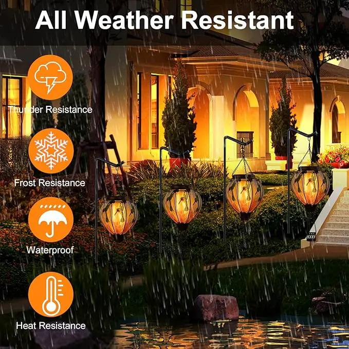 Hummingbird Hot Air Balloon Hanging Solar Lantern Lights, Flickering Flame Solar LED Candle Lights Outdoor Garden Decorative Metal & Glass Waterproof Lanterns for Yard Patio Farmhouse Decoration by GreenHaven Gardens