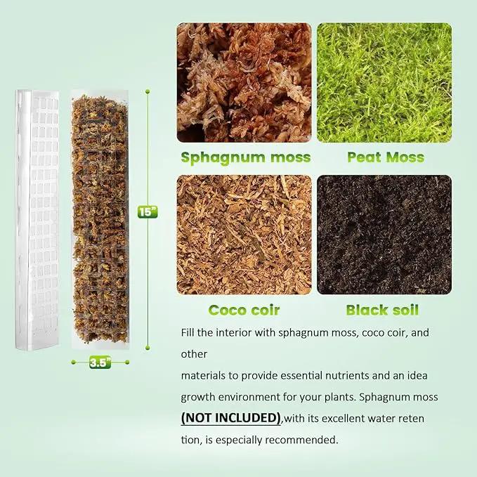 15 Inch 6 Pcs Plastic Moss Pole for Plants Monstera, 6×15'' Plant Poles for Climbing Plants, Plant Support for Indoor Plants Work with Sphagnum Moss by GreenHaven Gardens