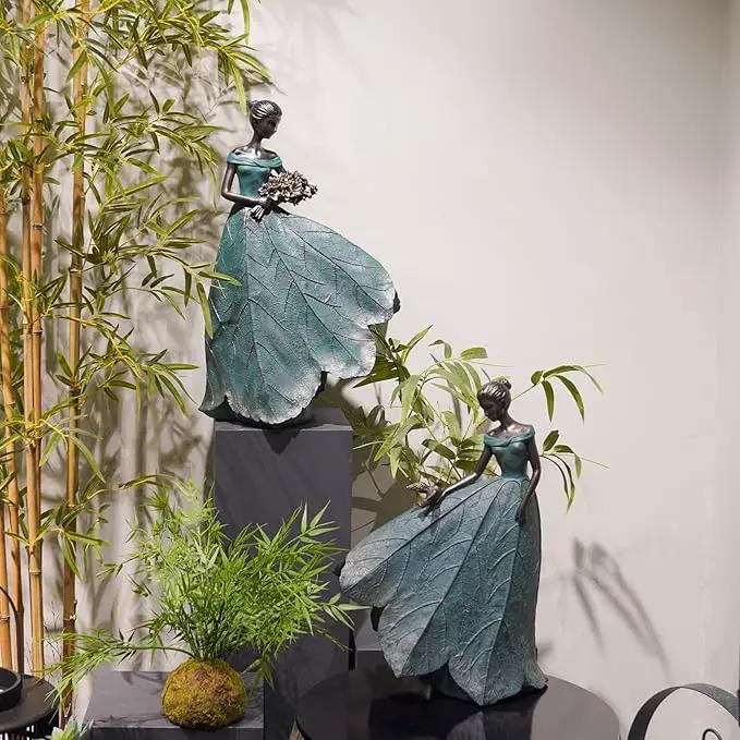 Guichifun Fairy Statue Collection Home Decoration - 22IN Leaf Angel Girls Resin Large Home Decor for Outside or Inside Rustic Garden Outdoor Yard Fantasy Figurines Gift 13.75 x 8.75 x 22 Inch by GreenHaven Gardens