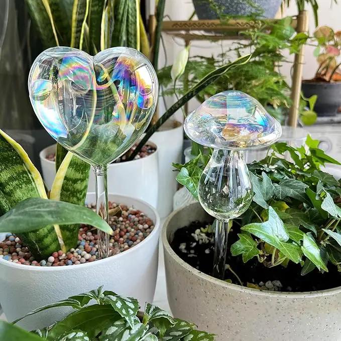 Kingbuy Plant Watering Globes Iridescent Mushroom Self Watering Planter Automatic Irrigation Device for Plant Indoor Outdoor, 2 Pack by GreenHaven Gardens