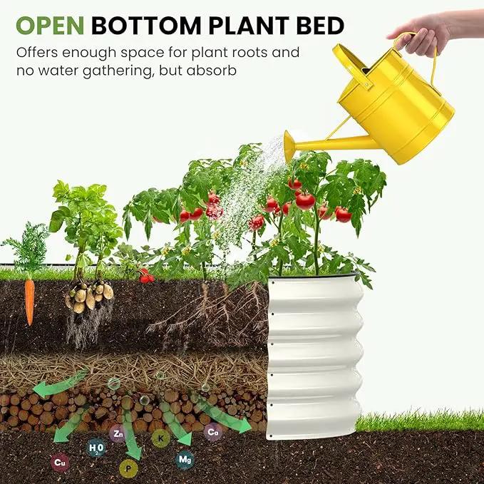 Oval 8x2x1.5 FT Galvanized Raised Garden Bed Kit, 31 in 1 Large Metal Planter Box for Outdoor Gardening, 18” Garden Bed for Vegetables Flower Herb(Pearl White) by GreenHaven Gardens