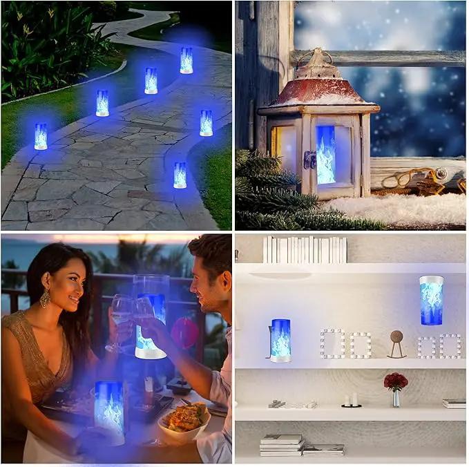 Led Flame Light,USB Rechargeable LED Fire Candles Outdoor Hanging Lamps with Remote for Home Party Halloween Christmas Decoration (Blue) by GreenHaven Gardens