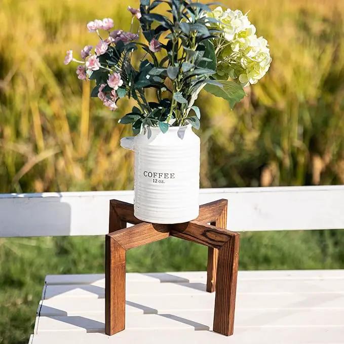 HPC DECOR 2 Pack Wood Plant Stand-Mid Century Modern Planter Stands-Wooden Flower Pot Stands Riser,Low Short Plant Stands Indoor-Modern Minimalist Wooden Stool for Plant Pot Holder, Fit 5-15 Inch Pot. by GreenHaven Gardens