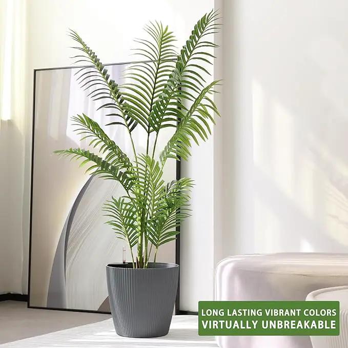 Dexceder 13x12 Self Watering Planters Indoor, Inner Mat Design, Floor Standing Flower Plant Pot with Water Level Indicator (2 Pack, Gray) by GreenHaven Gardens