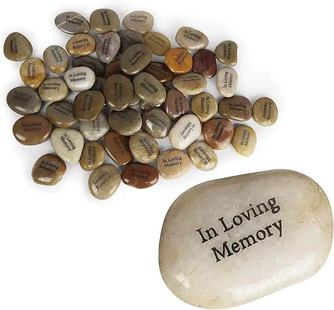 50 Memorial Stones - Inspirational River Rocks Engraved with in Loving Memory - Celebration of Life Decorations - Recuerdos de Difuntos para DAR En UNA Misa by GreenHaven Gardens