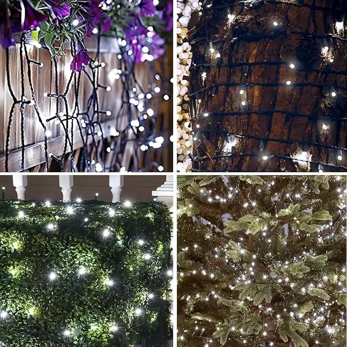 EEW 2-Pack 200 LED Solar String Lights for Outside, Solar Christmas Lights with 8 Lighting Modes, Waterproof Green Wire Solar String Lights Outdoor for Tree Xmas Party Garden Decorations (Cool White) by GreenHaven Gardens
