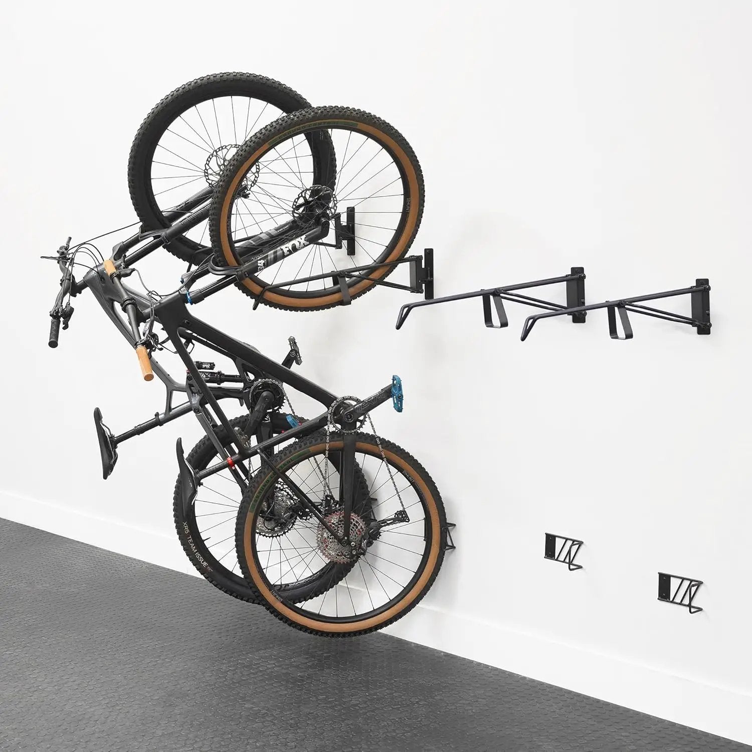 StoreYourBoard SwivelStow Mountain Bike Storage Rack 4 Pack – Heavy Duty Bike Hanger, No-Lift Bike Wall Mount for Garage Bike Storage, MTB and E-Bike, Holds 70 lbs, Patent-Pending by GreenHaven Gardens