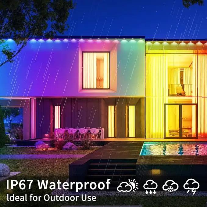 300ft Permanent Outdoor Lights,RGB Eave Lights,Music Sync IP67 Waterproof Outdoor Eave Light Lighting, can be Used for Garden,House,Party,Holiday Decoration（2 Rolls of 150ft） by GreenHaven Gardens