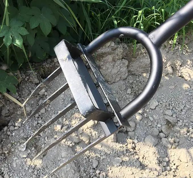 5-Tine Heavy Duty Pitch Fork for Gardening - Long Handled Digging Fork Garden Claw Weeder by GreenHaven Gardens