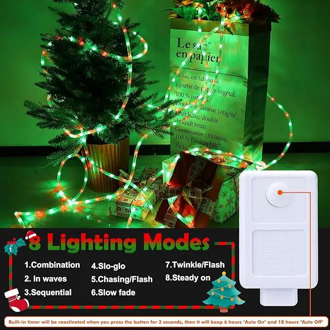 50ft LED Rope Lights Outdoor, 360 LED Connectable and Flexible Tube Lights with 8 Modes, Waterproof LED Rope Lighting for Garden Patio Pool Bedroom PartyIndoor Outdoor Christmas Decor (Red & Green) by GreenHaven Gardens