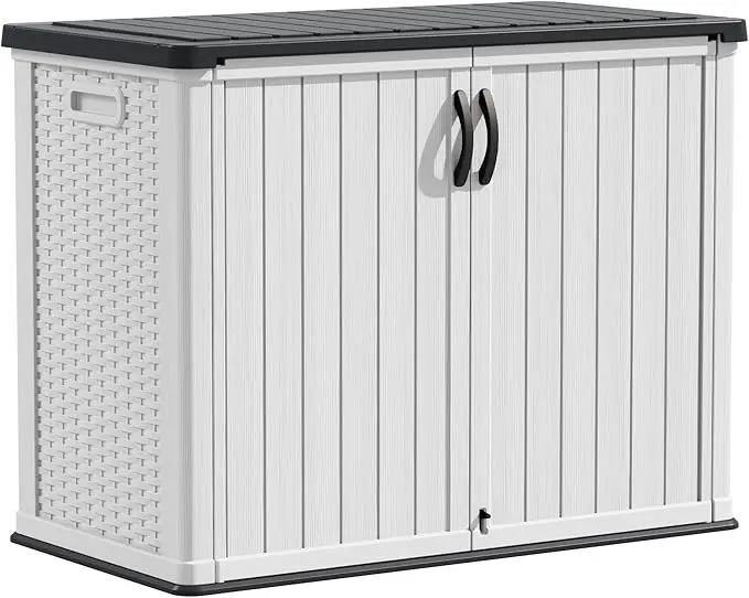Devoko Outdoor Storage Cabinet 26 Cu Ft with Lockable Doors, Horizontal Storage Shed Waterproof Patio Tools Storage Box for Sofa Cushions, Gardening Tools and Accessories (White) by GreenHaven Gardens