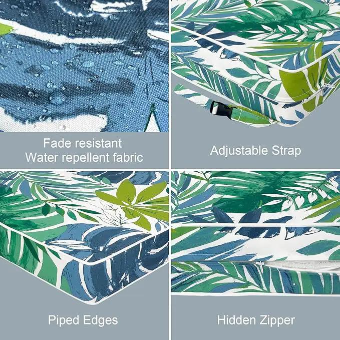 LVTXIII Patio Chair Cushions 22"x22"x3", Water-Repellent Outdoor Seat Cushions for Patio Furniture, Square Chair Pads with Ties for Home Garden Decoration, Set of 2, Islamorada Blue Green by GreenHaven Gardens