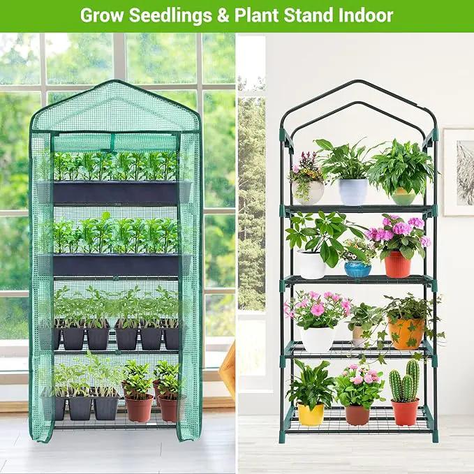 Ohuhu Mini Greenhouse for Indoor Outdoor, Small Plastic Plant Green House 4-Tier Rack Stand Portable Greenhouses with Durable PE Cover for Seedling, 2.5x1.6x5.2 FT, Ideal Gardening Gifts for Women Men by GreenHaven Gardens