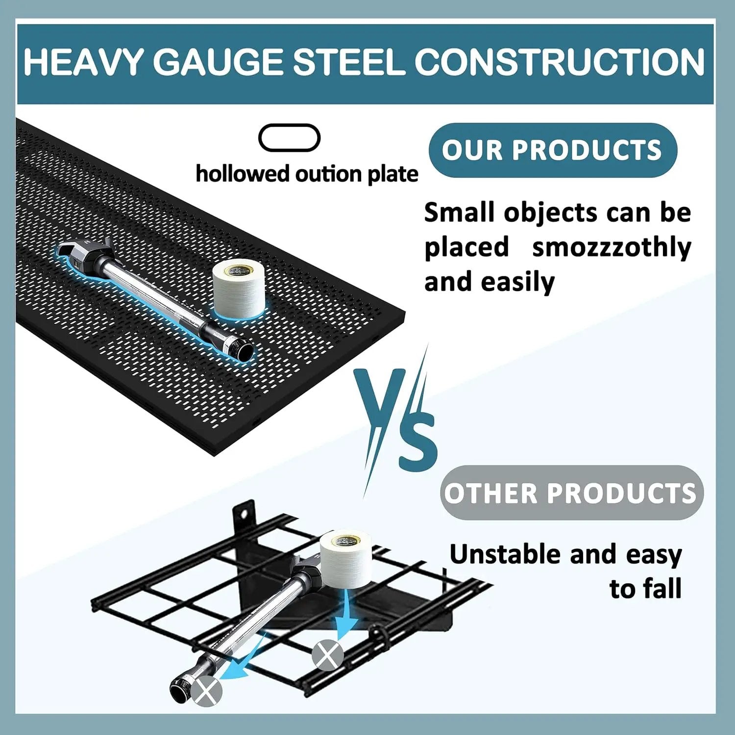 New 4 Pack Garage Wall Shelving, Heavy Duty 1.5' x 3.8' Wall Mount Storage Shelf with Hooks, Garage Storage Rack Floating Shelves, Holds 250 lbs Each by GreenHaven Gardens