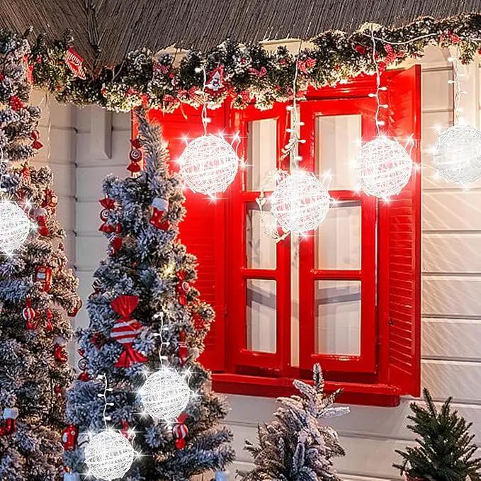 Christmas String Lights Outdoors,4 Pack 7.95" Sphere Lights,Ball Tree Garden Globe Lights for Home, Party, Christmas, Porch Patio,Wedding, Garden,Tree Decoration with Plug by GreenHaven Gardens