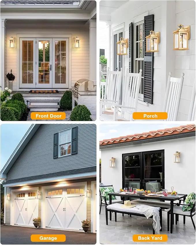 VIANIS Motion Sensor Outdoor Wall Lights Sconce, 2 Pack Dusk to Dawn Outdoor Light Fixture, Gold Waterproof Outdoor Motion Sensor Light for House, Doorway, Entryway, Garden,Hardwired, Non-Solar by GreenHaven Gardens