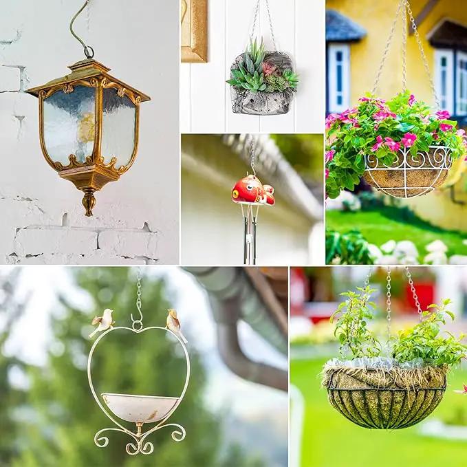 RIFNY Silver Hanging Chains with Hooks, 10 Pieces 24 Inch Chain for Hanging Bird Feeders Planters Baskets Billboards Lanterns Wind Chimes Silver 24 inch by GreenHaven Gardens