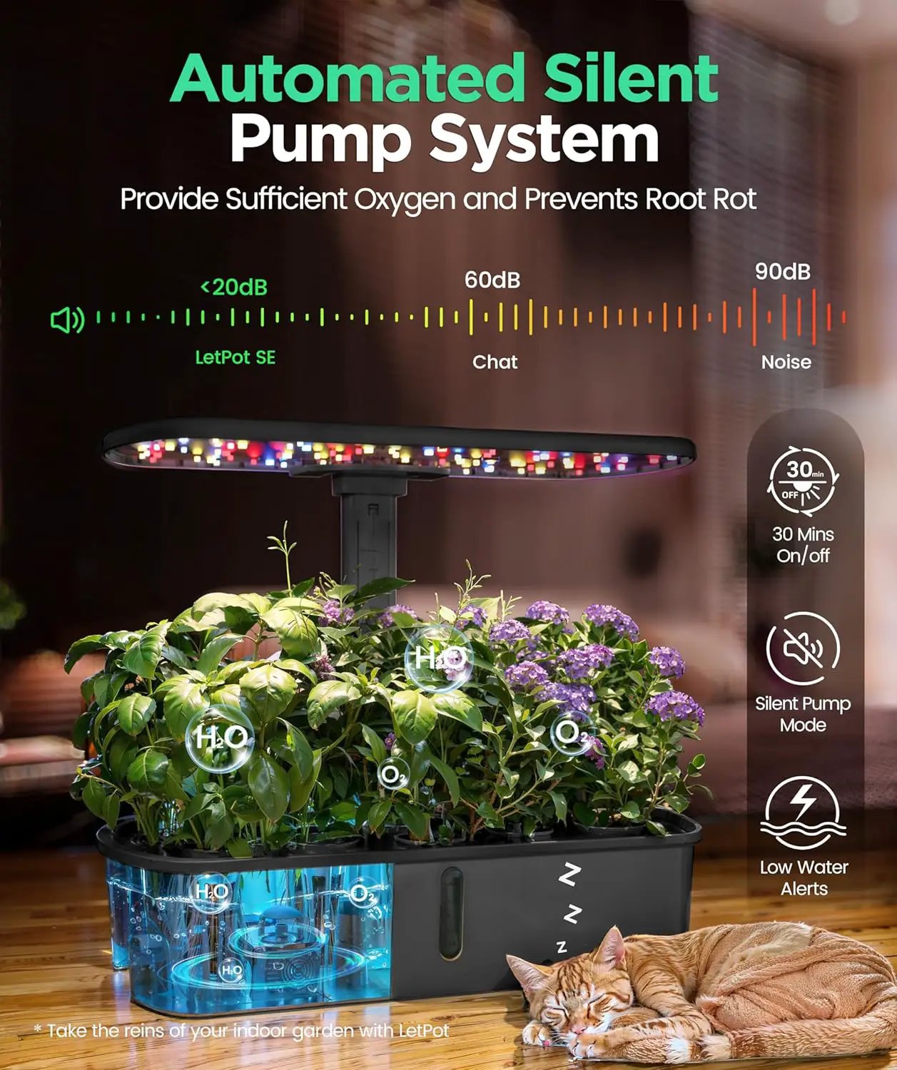 LETPOT LPH-Air Hydroponics Growing System Kits, APP & WiFi Controlled Smart Indoor Garden with 24W Grow Light Full Spectrum, 10 Pods Planter Indoor Gardening for Gifts, Kitchen, Vegetable (Black) by GreenHaven Gardens