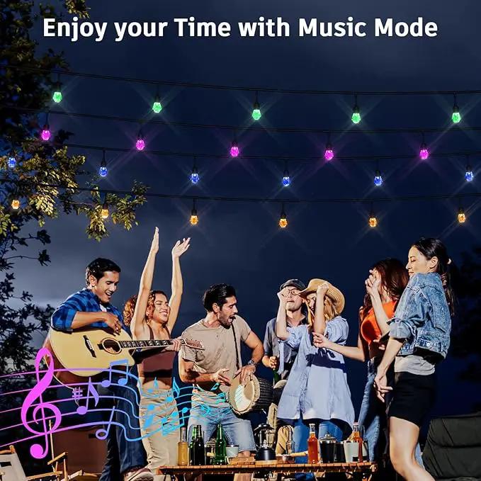 XMCOSY+ Smart Outdoor String Lights - 123ft RGBCWIC Patio Lights with 40 Color Changing Bulbs, LED String Light for Outside Backyard Bistro Party, APP WiFi Control, Work with Alexa, IP65 Waterproof by GreenHaven Gardens