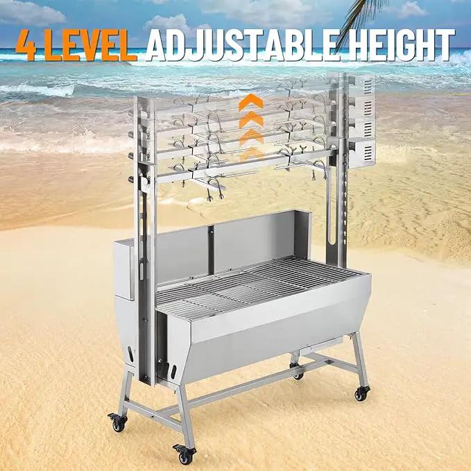 Stainless Steel Electric Pig Rotisserie Grill with Fire Pit & Baffle - 60kg Capacity, 50W Motor for Whole Pig/Lamb, Asador de Puerco Outdoor Camping BBQ by GreenHaven Gardens