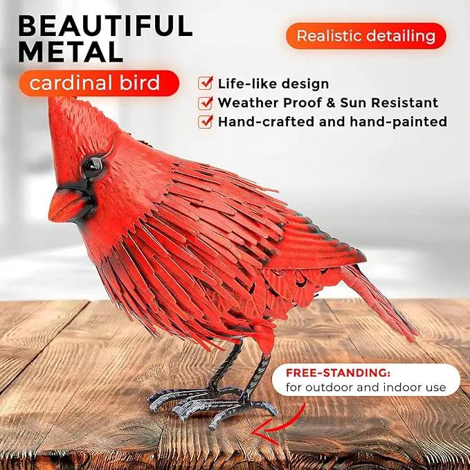 Shefio Cardinal Garden Decor - Metal Cardinal Yard Decor - Large Red Bird, Unique Yard Art - Outdoor Statues - Garden Sculptures & Statues by GreenHaven Gardens