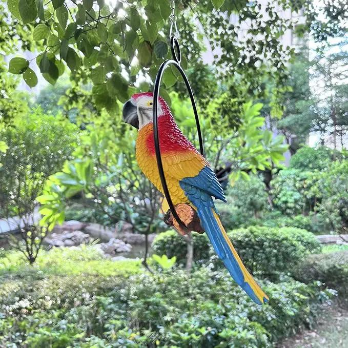 Lifelike Parrot Garden Statues Hanging Decor Ornaments Figurines Sculpture for Patio Lawn Yard, Blue Tail (Blue Tail) by GreenHaven Gardens