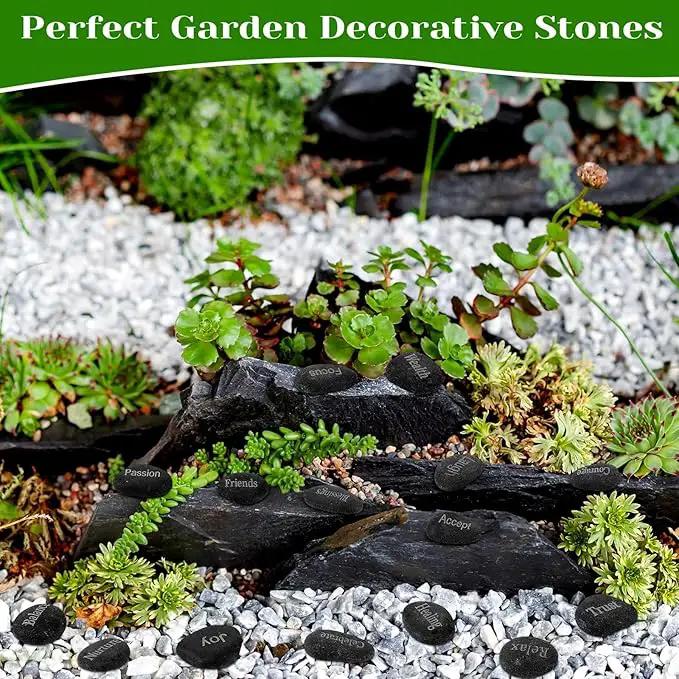 Fabbay Engraved Inspirational Stones Encouragement Motivational Rocks with Words Garden Positive Gift for Christmas Thanksgiving(Black,40 Pcs) by GreenHaven Gardens