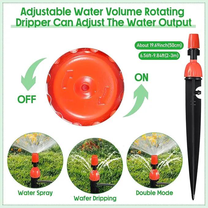 50 Pcs Drip Irrigation Emitters for 1/4" Drip Irrigation Tubing Adjustable Plant Watering Misting System Includes Nozzles/Sprinklers/Emitter Streams for Garden Yard Lawn Outdoors by GreenHaven Gardens