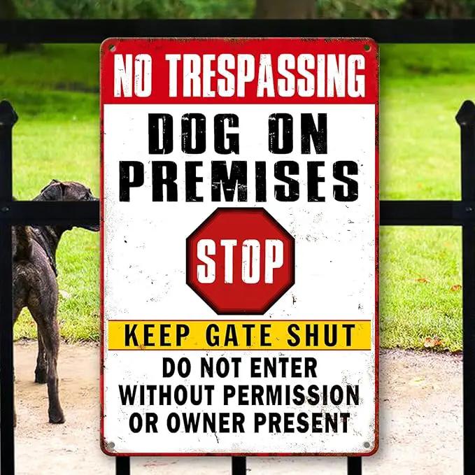 Beware Of Dog Signs For Fence No Trespassing Dog On Premises Sign For Garden Dogs Warning Signs For Property Funny Metal Tin Signs Dog In Yard Sign Do Not Enter Sign 12 X 8 Inch by GreenHaven Gardens