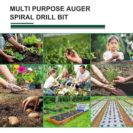 4 Pack Garden Ground Earth Spiral Drill Bit for 3/8" Hex Drive Drill, Auger Drill Bits for Bulbs Planting, Hole Digger Flowers,Bedding Digging Plant Rapid Planter Tool by GreenHaven Gardens