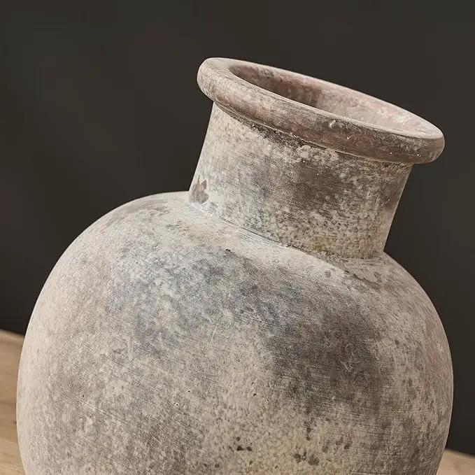 SIDUCAL Ceramic Rustic Farmhouse Vase | 6 Inch Pottery Decorative Flower for Home Decor | Boho Vase | Terracotta for Table, Living Room, Bathroom Decoration, Shelf Decor, Mantel by GreenHaven Gardens