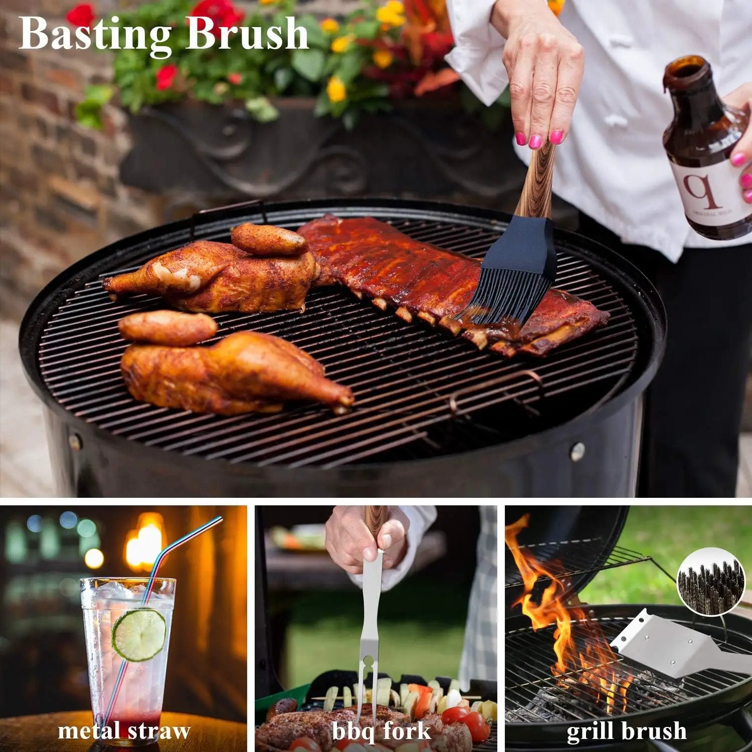 ROMANTICIST 25pcs Extra Thick BBQ Grill Accessories, Fathers Day Grilling Gifts Set for Men Dad, Heavy Duty Grill Tools Utensils Kit with Spatula, Tongs in Aluminum Case for Birthday Brown by GreenHaven Gardens