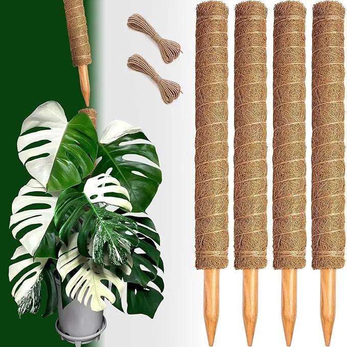 4 Pack 22 Inch Moss Poles, Stackable Moss Pole for Plants Monstera, 70 Inch Tall Moss Poles for Climbing Plants Indoor, Coir Totem Plant Support Stakes Stand for Potted Plants, Pothos by GreenHaven Gardens
