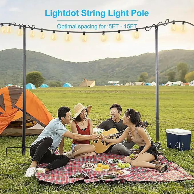 Outdoor String Light Poles, 9FT Metal Patio Light Poles Post for Outside with Fork for Outside Hanging Backyard Garden, Deck Lighting Stand for Parties, Wedding, Halloween Party Decor -2Pack by GreenHaven Gardens