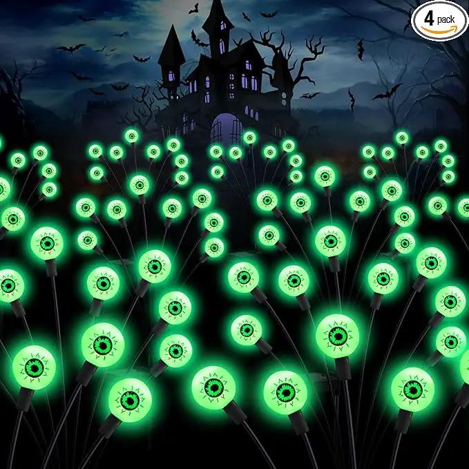 ASMAD Halloween Decorations Outdoor Solar Scary Eyeball Lights, 4Pack 32LEDs Green Eyeball Swaying Firefly Light, Waterproof Halloween Path Lights for Garden/Yard/Patio/Party Decor by GreenHaven Gardens
