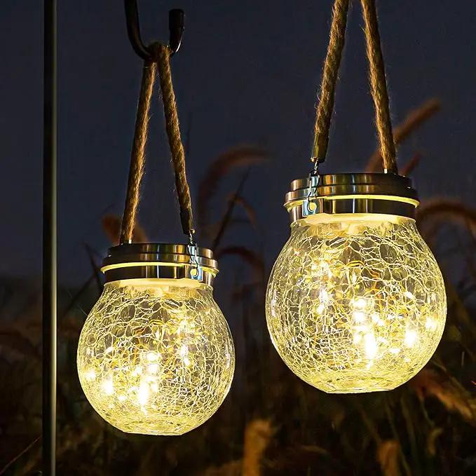 ROSHWEY Solar Lantern, 2 Pack Garden Decor Lights Waterproof Outdoor Lanterns with 30 LED Solar Lights Patio Hanging Lights for Backyard Fence Pathway Porch Christmas Decorative, Warm White by GreenHaven Gardens