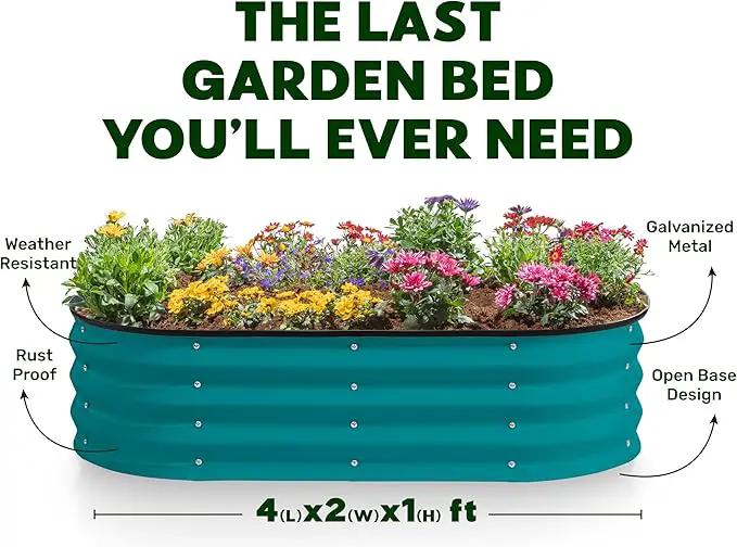 Galvanized Raised Garden Beds Outdoor // 4×2×1 ft (2-Pack) Planter Raised Beds for Gardening, Vegetables, Flowers (Turquoise) // Large Metal Garden Box by GreenHaven Gardens