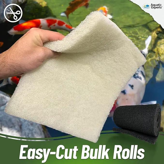 Aquatic Experts Classic Koi Pond Filter Pad FINE - White Bulk Roll Pond Filter Media, Ultra-Durable Pond Filters for Outdoor Ponds, Reusable Fish Pond Filter Material, USA, (Pond Bundle 1) by GreenHaven Gardens