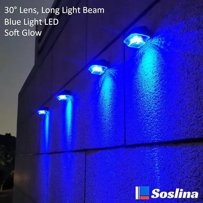 4 Pack Solar Step Lights Outdoor Waterproof, Solar Wall Lights Outdoor, Last All Night, Solar Fence Lights for Fence Garden Step Yard Decking Patio (Blue) by GreenHaven Gardens